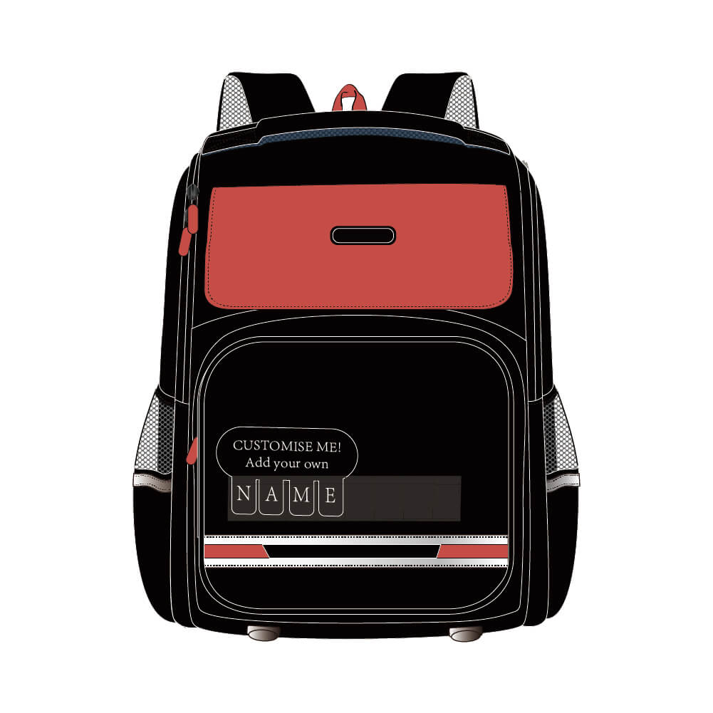 Durable Black and Red Design School Bag