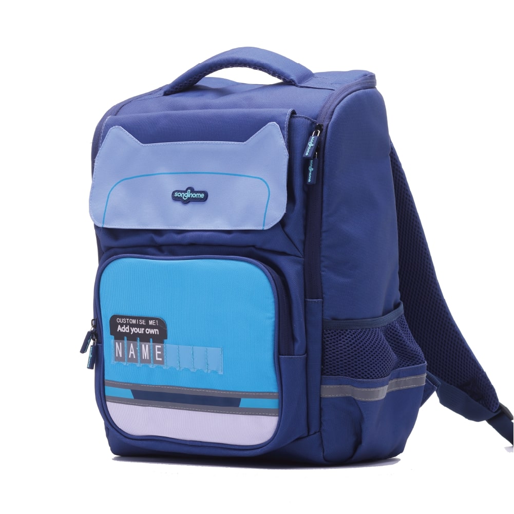 School Bag with Cat Design – Blue