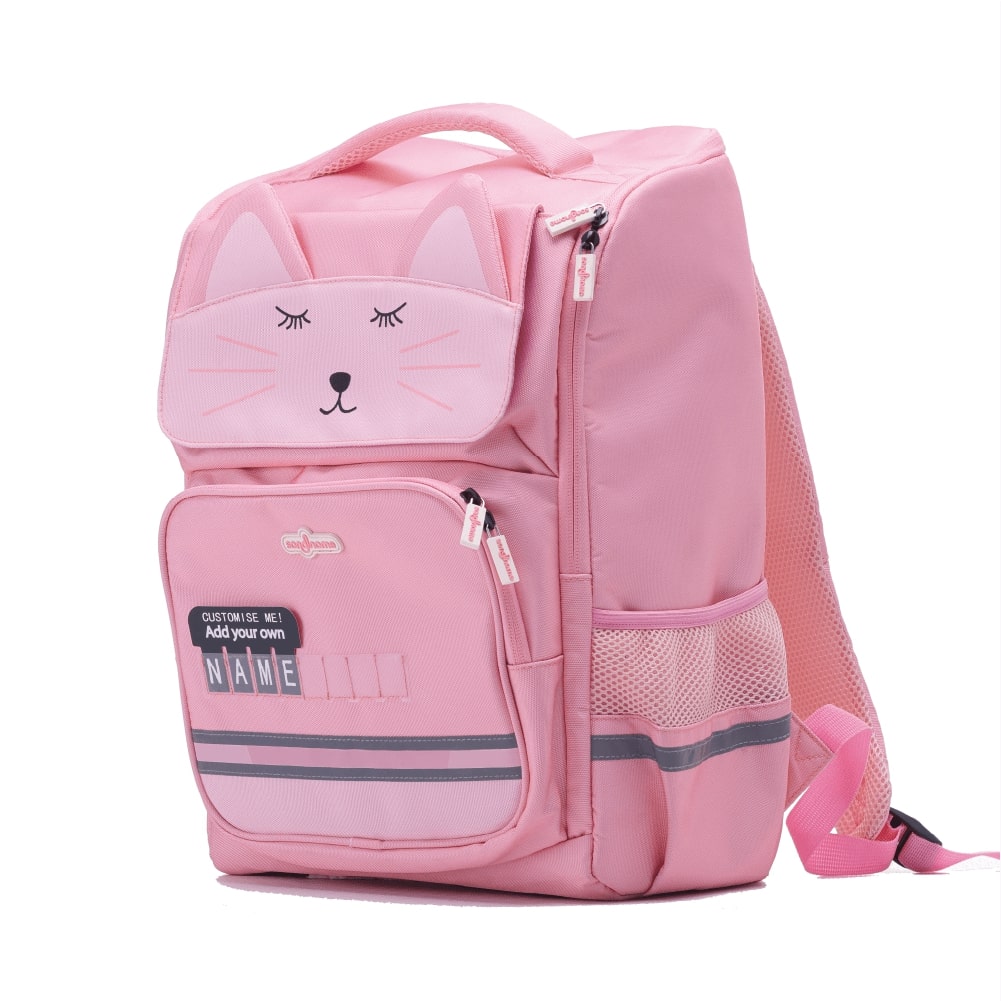 School Bag with Cat Design – Pink