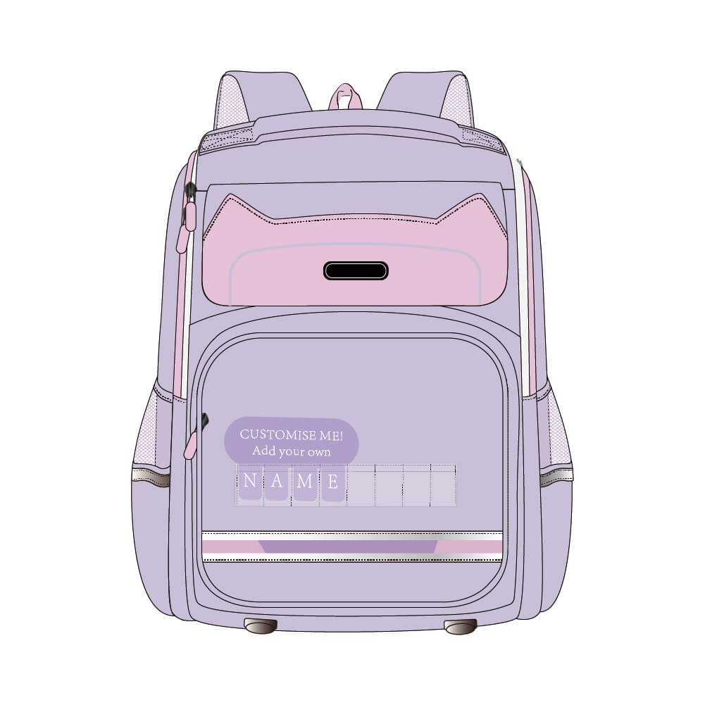 School Backpack with Cat Design – Purple