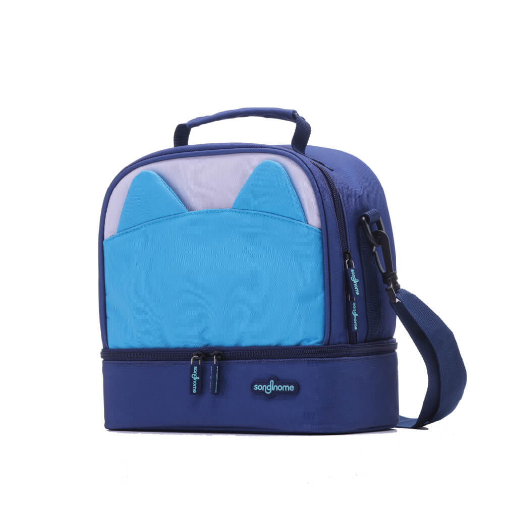 Lunch Bag with Cat Design – Blue